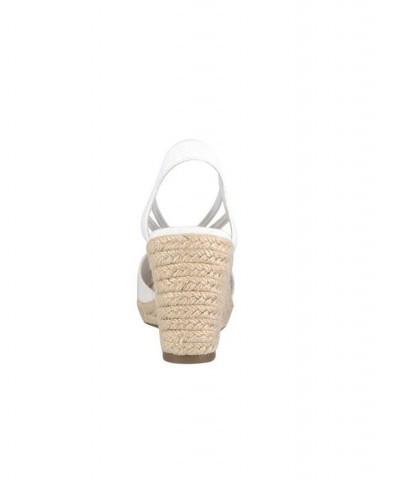 Taedra Espadrille Platform Wedges White $34.87 Shoes