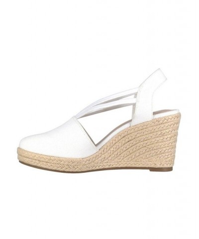 Taedra Espadrille Platform Wedges White $34.87 Shoes