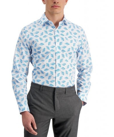 Men's Slim Fit Leaf-Print Dress Shirt Tan/Beige $11.81 Dress Shirts