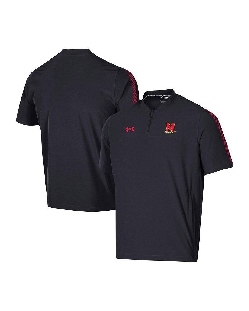 Men's Black Maryland Terrapins 2021 Sideline Motivate Short Sleeve Quarter-Zip Polo Shirt $42.34 Polo Shirts