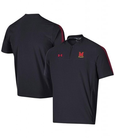 Men's Black Maryland Terrapins 2021 Sideline Motivate Short Sleeve Quarter-Zip Polo Shirt $42.34 Polo Shirts