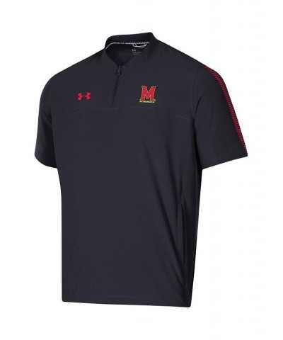 Men's Black Maryland Terrapins 2021 Sideline Motivate Short Sleeve Quarter-Zip Polo Shirt $42.34 Polo Shirts