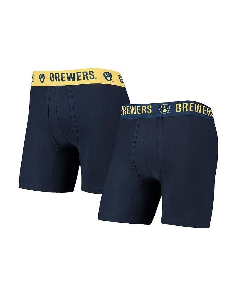 Men's Navy, Gold Milwaukee Brewers Two-Pack Flagship Boxer Briefs Set $27.99 Underwear