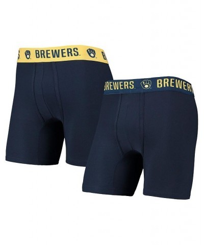 Men's Navy, Gold Milwaukee Brewers Two-Pack Flagship Boxer Briefs Set $27.99 Underwear