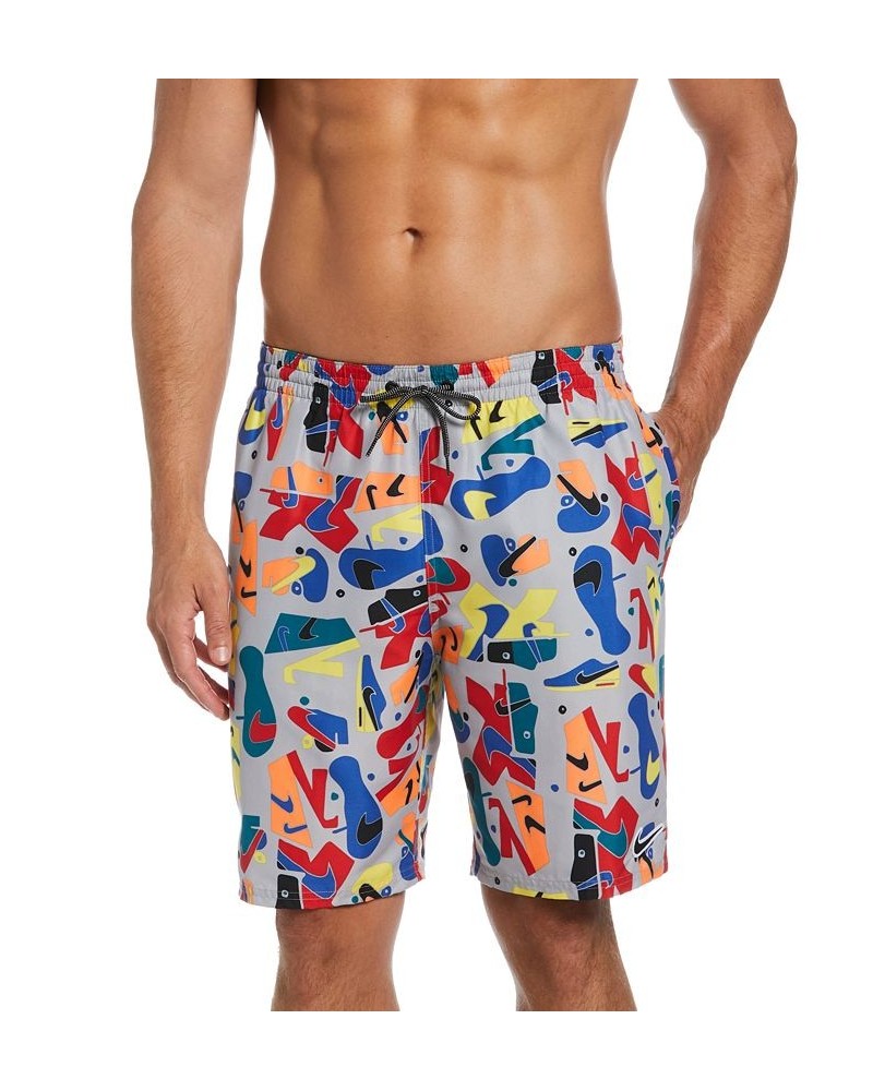 Men's Sneaker-Print 9" Volley Shorts Gray $27.82 Swimsuits