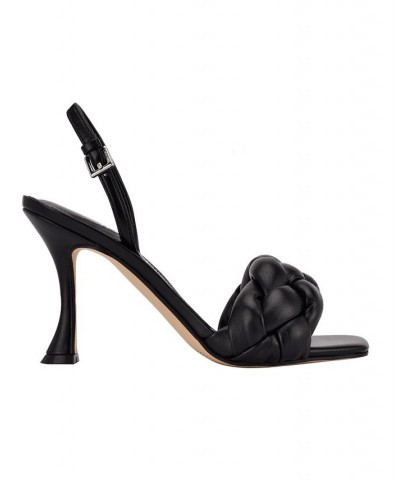 Women's Bona Braided High Heel Dress Sandals Black $44.69 Shoes