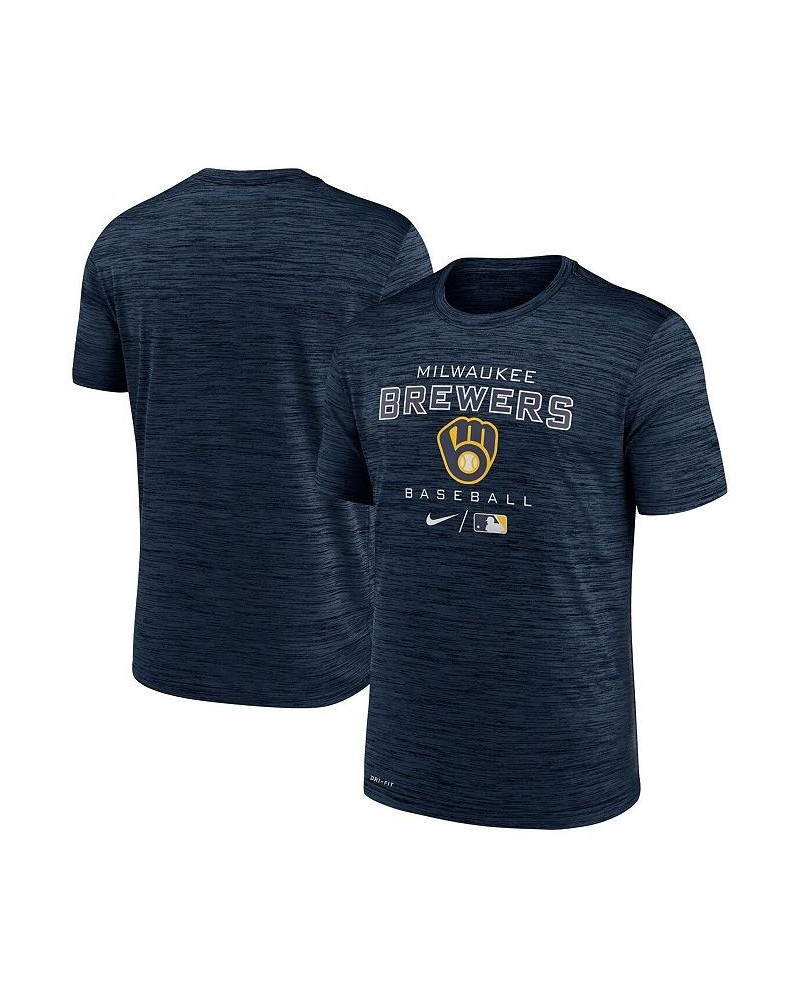 Men's Navy Milwaukee Brewers Authentic Collection Velocity Practice Performance T-shirt $23.84 T-Shirts