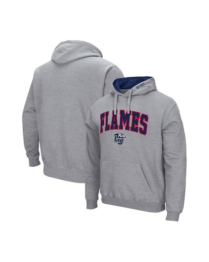 Men's Heathered Gray Liberty Flames Arch and Logo Pullover Hoodie $24.75 Sweatshirt