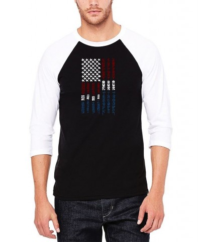 Men's Raglan Baseball 3/4 Sleeve Support Our Troops Word Art T-shirt Black, White $26.54 T-Shirts