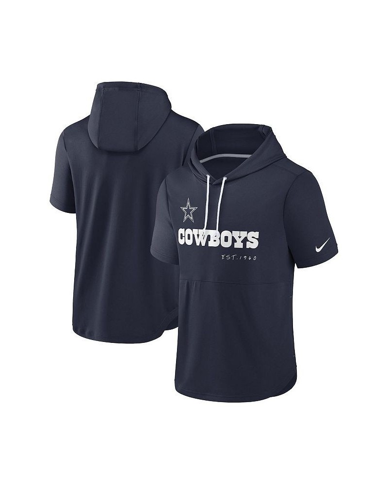 Men's Navy Dallas Cowboys Short Sleeve Pullover Hoodie $31.89 Sweatshirt