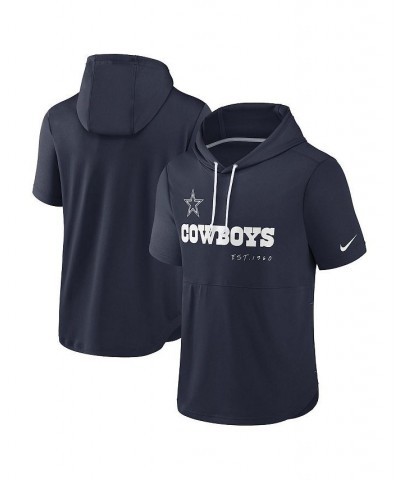 Men's Navy Dallas Cowboys Short Sleeve Pullover Hoodie $31.89 Sweatshirt