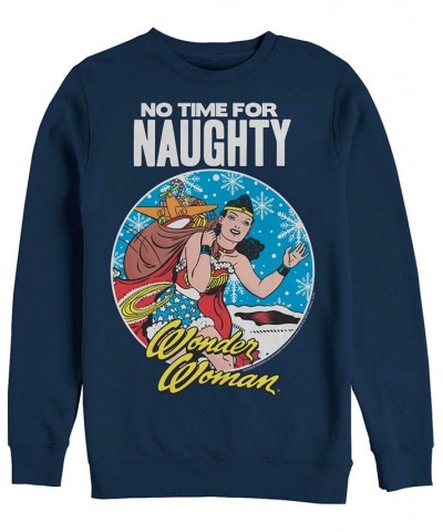 Men's Wonder Woman No Time For Naughty Sweatshirt Blue $29.12 Sweatshirt