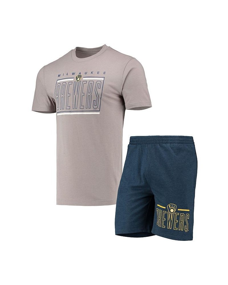 Men's Navy, Gray Milwaukee Brewers Meter T-shirt and Shorts Sleep Set $29.04 Pajama