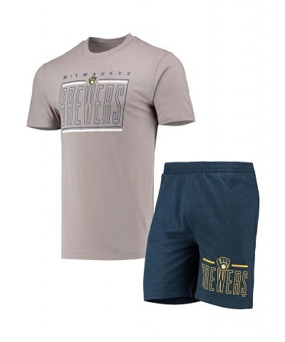 Men's Navy, Gray Milwaukee Brewers Meter T-shirt and Shorts Sleep Set $29.04 Pajama