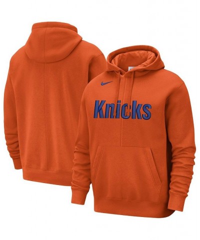 Men's Orange New York Knicks Courtside Versus Stitch Split Pullover Hoodie $32.85 Sweatshirt