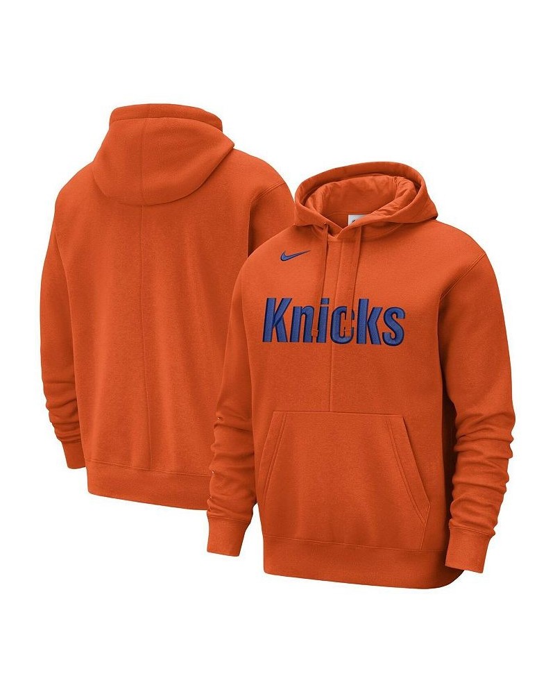 Men's Orange New York Knicks Courtside Versus Stitch Split Pullover Hoodie $32.85 Sweatshirt