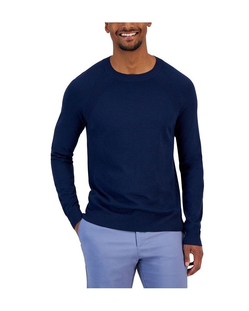 Men's Ribbed Raglan Sweater Blue $17.30 Sweaters