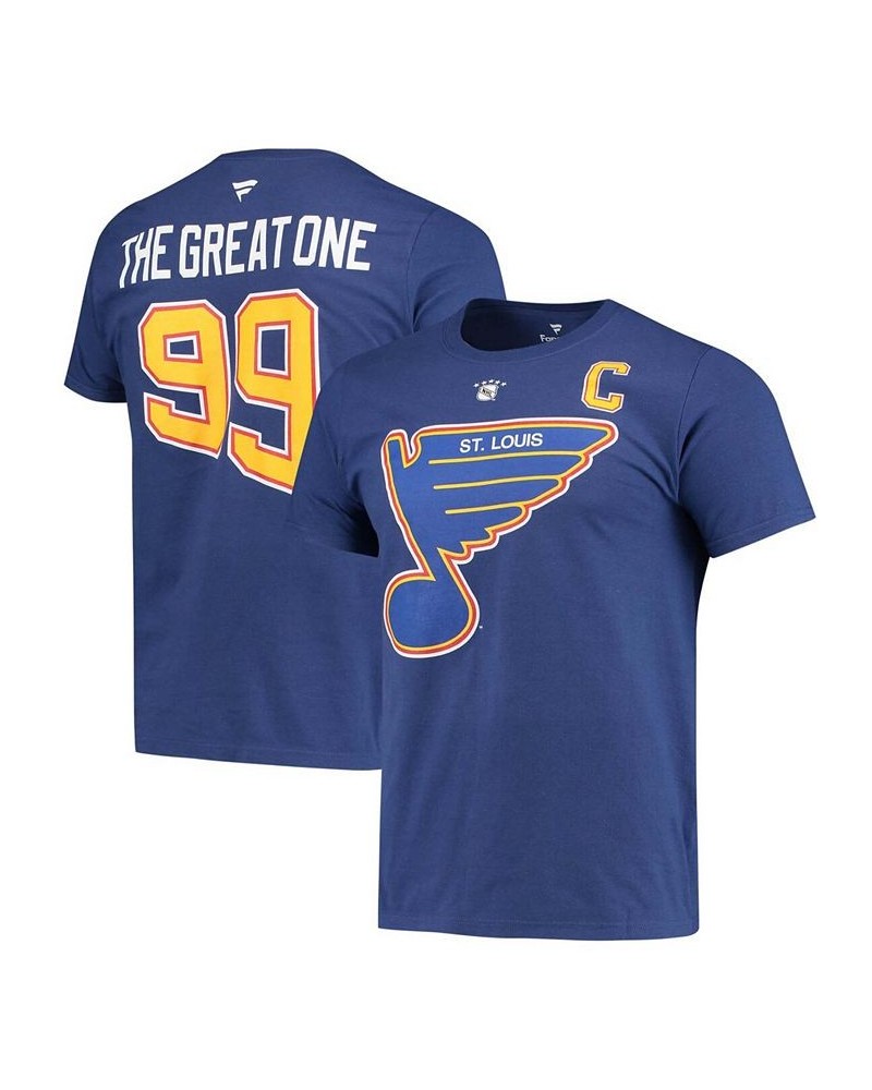 Men's Wayne Gretzky Blue St. Louis Blues Authentic Stack Retired Player Nickname Number T-shirt $17.64 T-Shirts