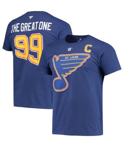 Men's Wayne Gretzky Blue St. Louis Blues Authentic Stack Retired Player Nickname Number T-shirt $17.64 T-Shirts