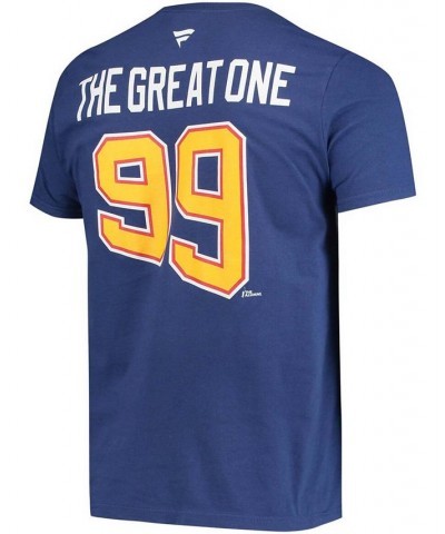 Men's Wayne Gretzky Blue St. Louis Blues Authentic Stack Retired Player Nickname Number T-shirt $17.64 T-Shirts