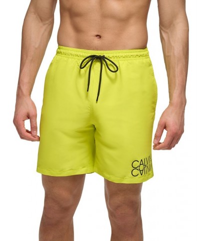 Men's Regular-Fit UPF 50+ Reflection Logo Swim Trunks Yellow $21.98 Swimsuits