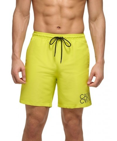 Men's Regular-Fit UPF 50+ Reflection Logo Swim Trunks Yellow $21.98 Swimsuits