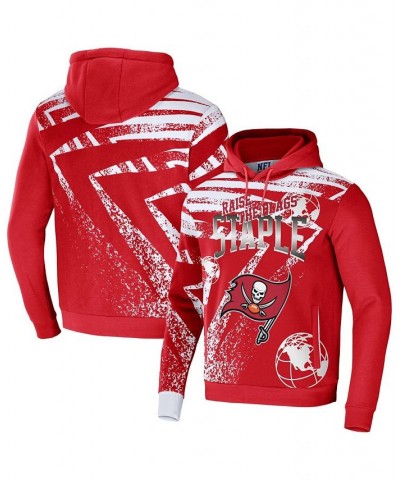 Men's NFL X Staple Red Tampa Bay Buccaneers Team Slogan All Over Print Pullover Hoodie $28.70 Sweatshirt