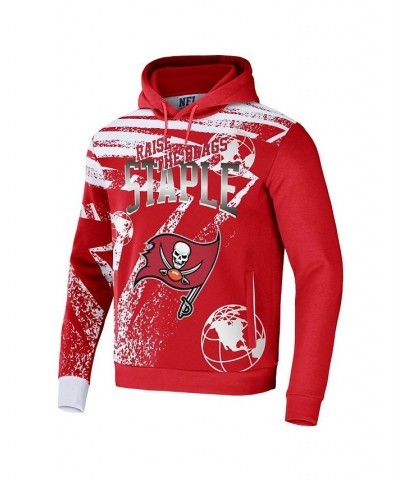 Men's NFL X Staple Red Tampa Bay Buccaneers Team Slogan All Over Print Pullover Hoodie $28.70 Sweatshirt