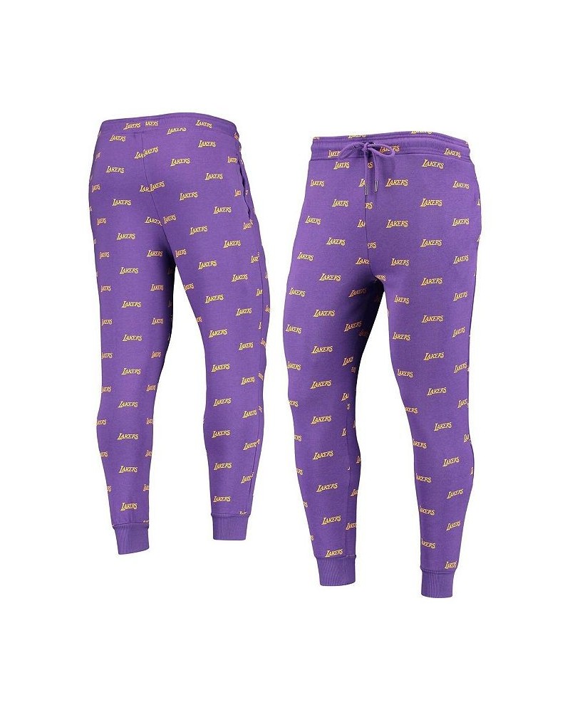 Men's Purple Los Angeles Lakers Allover Logo Jogger Pants $34.30 Pants