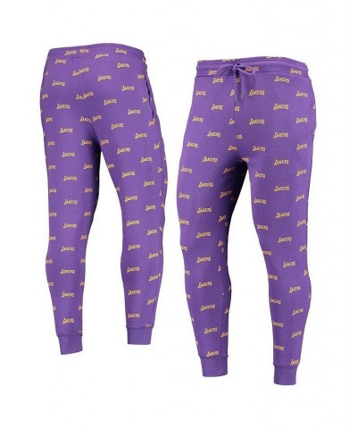 Men's Purple Los Angeles Lakers Allover Logo Jogger Pants $34.30 Pants