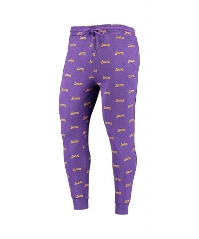 Men's Purple Los Angeles Lakers Allover Logo Jogger Pants $34.30 Pants