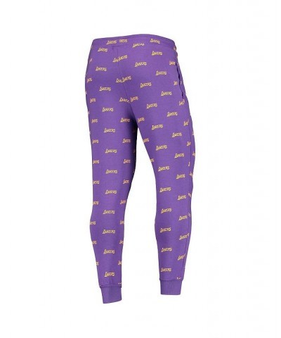 Men's Purple Los Angeles Lakers Allover Logo Jogger Pants $34.30 Pants