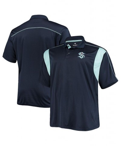 Men's Deep Sea Blue Seattle Kraken Big and Tall Birdseye Polo Shirt $20.68 Polo Shirts