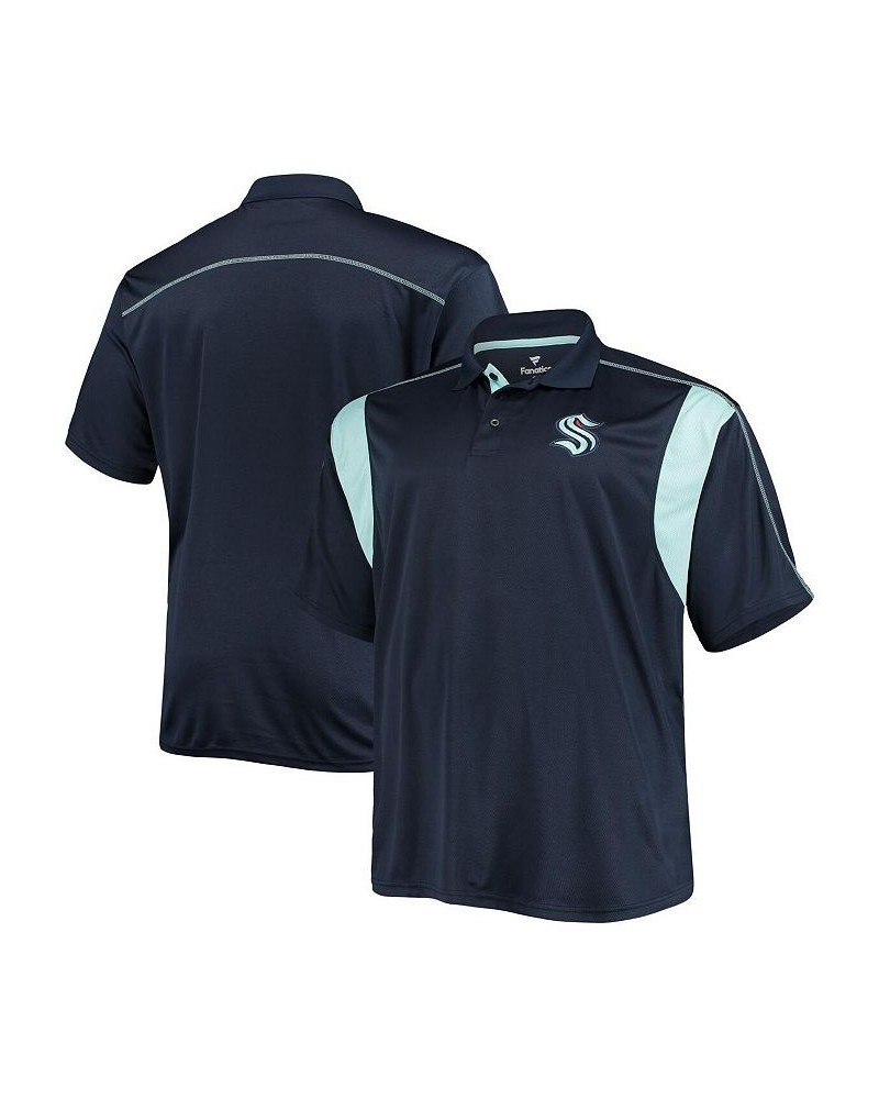 Men's Deep Sea Blue Seattle Kraken Big and Tall Birdseye Polo Shirt $20.68 Polo Shirts