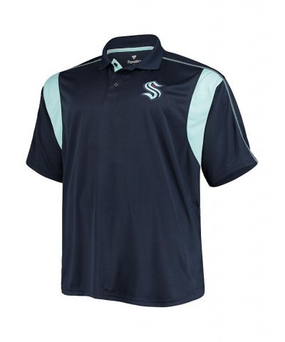 Men's Deep Sea Blue Seattle Kraken Big and Tall Birdseye Polo Shirt $20.68 Polo Shirts