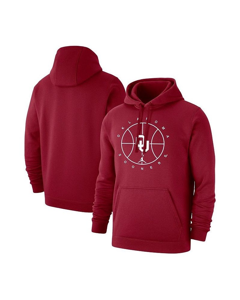 Men's Brand Crimson Oklahoma Sooners Basketball Icon Club Fleece Pullover Hoodie $45.89 Sweatshirt