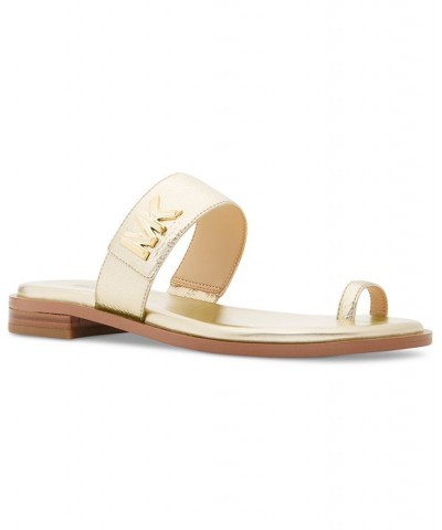 Women's Jilly Thong Flat Sandals Gold $49.50 Shoes