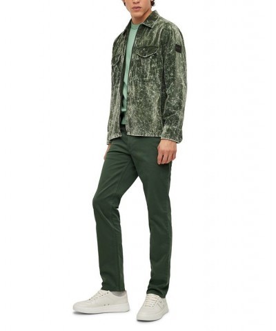 BOSS Men's Slim-Fit Stretch-Cotton Satin Trousers Green $66.24 Pants