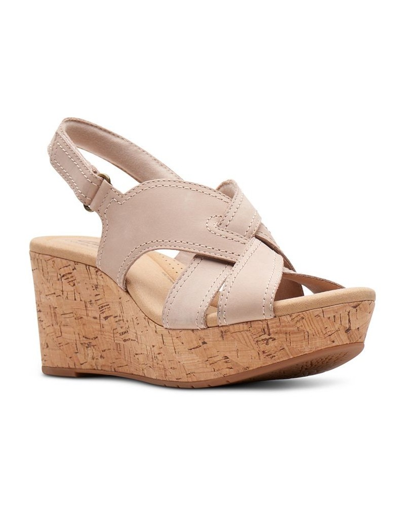 Women's Rose Erin Woven-Strap Wedge Sandals Tan/Beige $42.51 Shoes