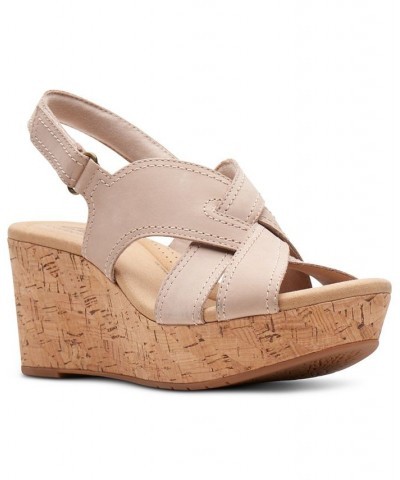 Women's Rose Erin Woven-Strap Wedge Sandals Tan/Beige $42.51 Shoes