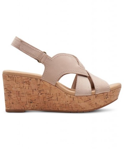 Women's Rose Erin Woven-Strap Wedge Sandals Tan/Beige $42.51 Shoes