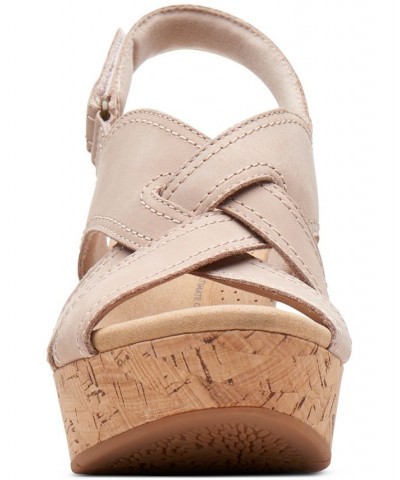 Women's Rose Erin Woven-Strap Wedge Sandals Tan/Beige $42.51 Shoes