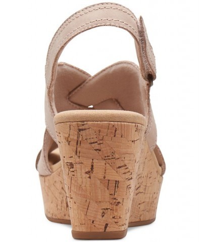 Women's Rose Erin Woven-Strap Wedge Sandals Tan/Beige $42.51 Shoes