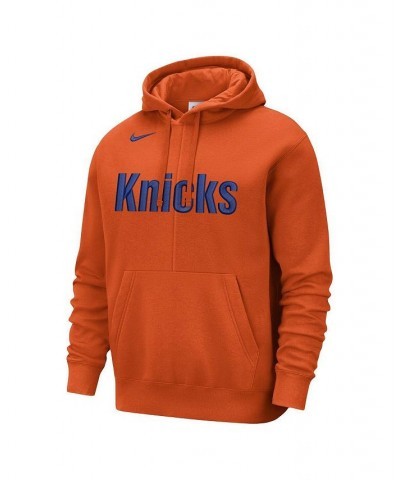 Men's Orange New York Knicks Courtside Versus Stitch Split Pullover Hoodie $32.85 Sweatshirt