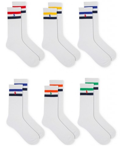 Men's Varsity Stripe Crew Socks, 6-Pack White $20.66 Socks