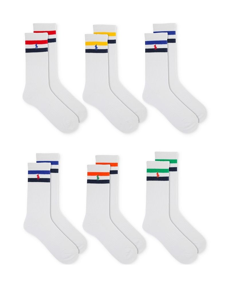 Men's Varsity Stripe Crew Socks, 6-Pack White $20.66 Socks