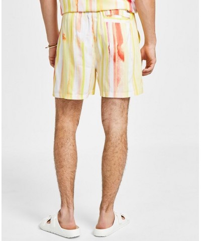 Men's Raze Regular-Fit Watercolor Stripe 4-1/2" Drawstring Shorts Yellow $30.10 Shorts