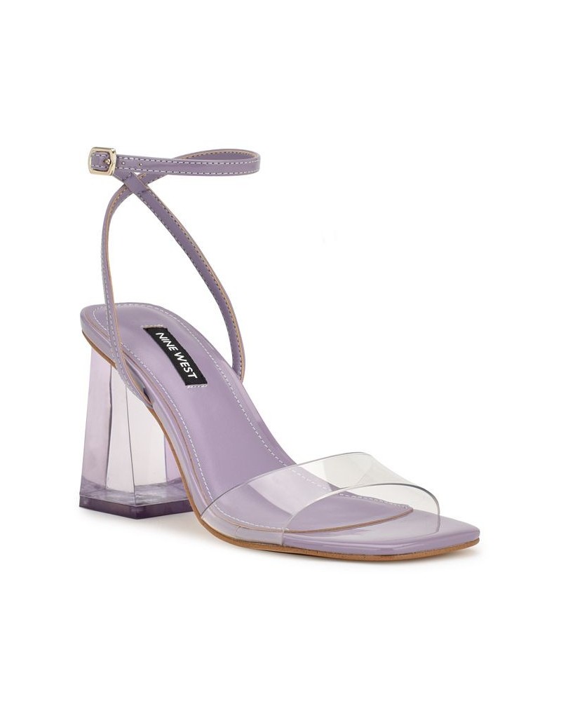 Women's Glorea Square Toe Block Heel Dress Sandals Purple $47.52 Shoes