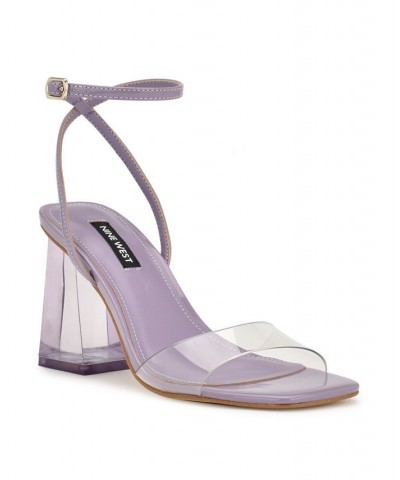 Women's Glorea Square Toe Block Heel Dress Sandals Purple $47.52 Shoes