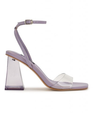 Women's Glorea Square Toe Block Heel Dress Sandals Purple $47.52 Shoes